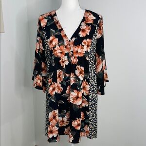 Umgee Black Dress with Floral Accents